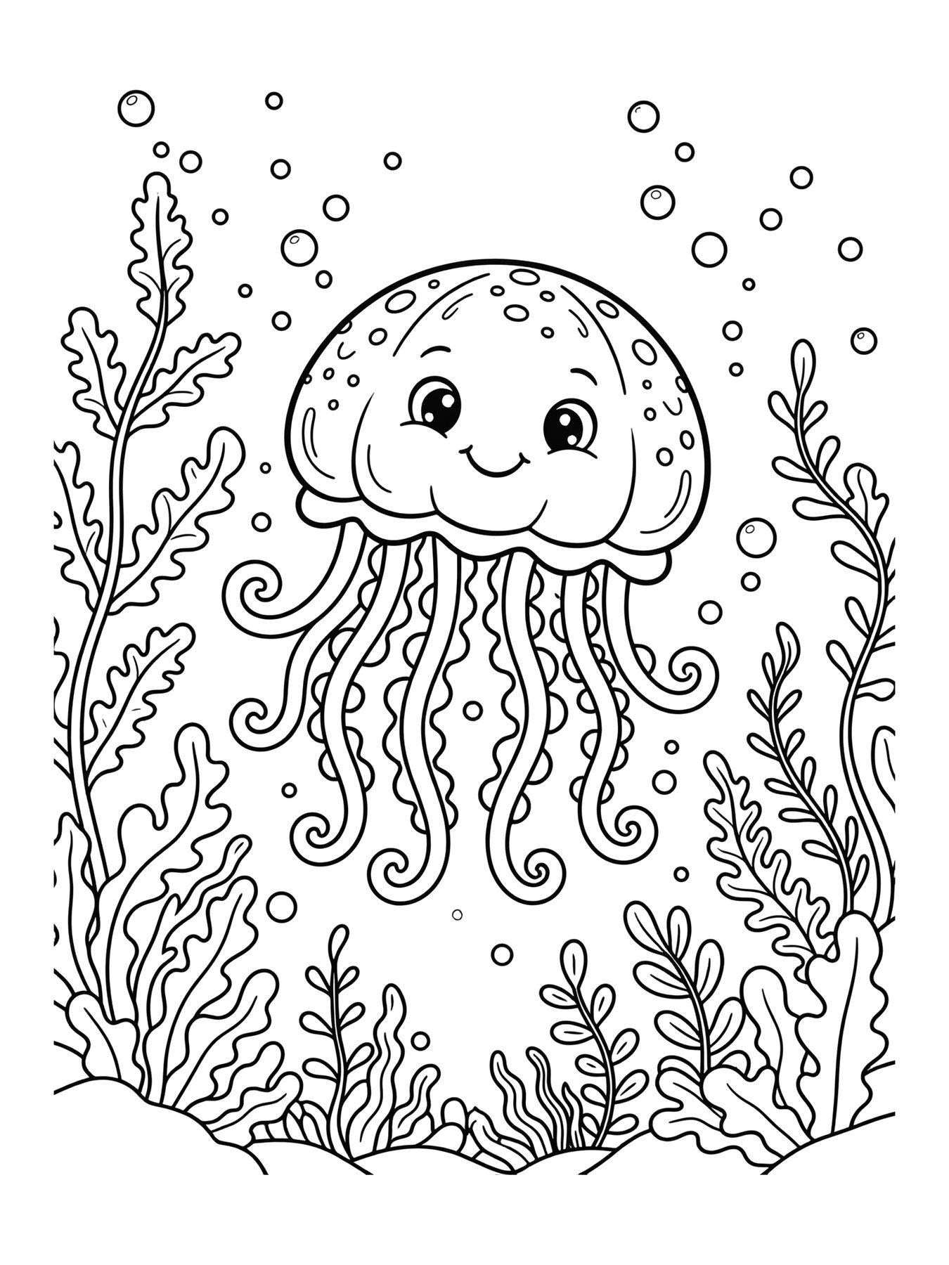 Desenho de água-viva para colorir