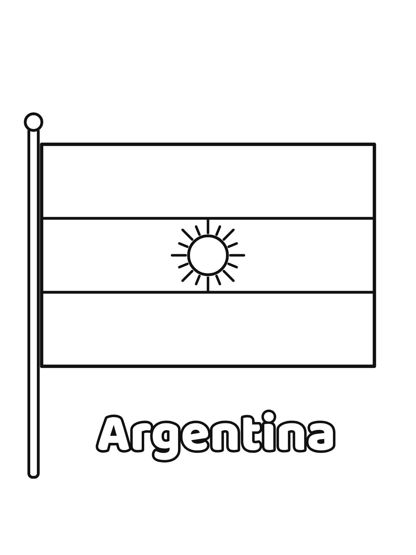 Bandeira da Argentina em contorno para colorir