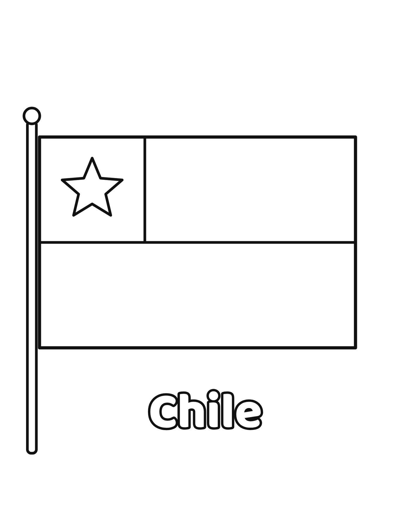 Bandeira do Chile em contorno para colorir