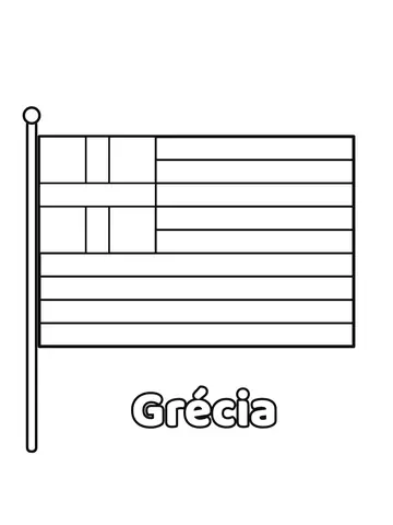 Bandeira da Grécia em contorno para colorir