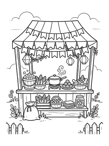 Desenho de barraca de festa junina para colorir