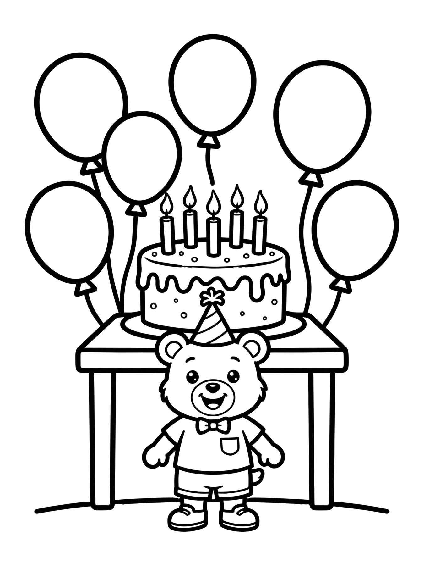 Desenho de bolo de festa do Dia das Crianças para colorir