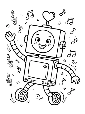 Desenho de bolt o robô dançando com música para colorir