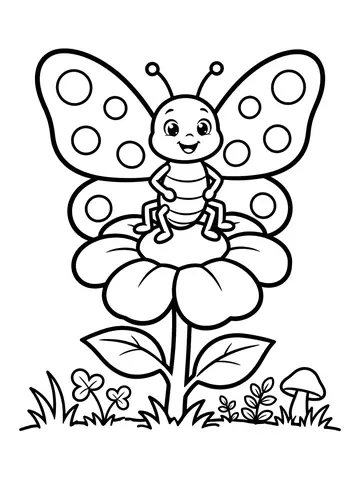 Desenho de borboleta com bolinhas nas asas para colorir