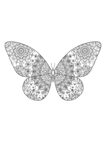 Desenho de borboleta mandala para colorir