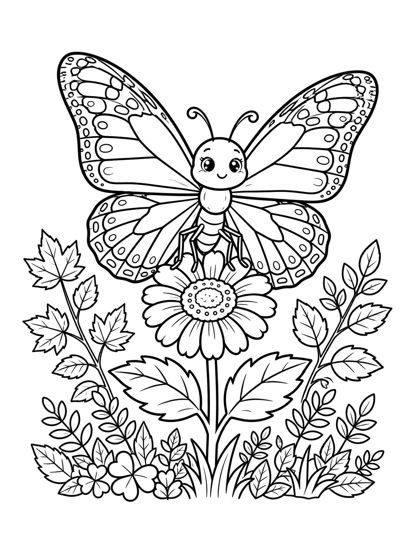 Desenho de borboleta monarca detalhada para colorir