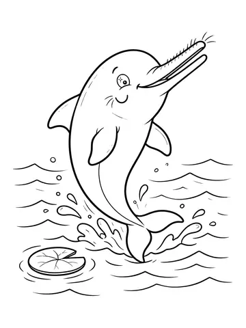 Desenho de boto cor de rosa no rio para colorir