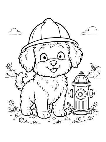 Desenho de cachorro bombeiro para colorir