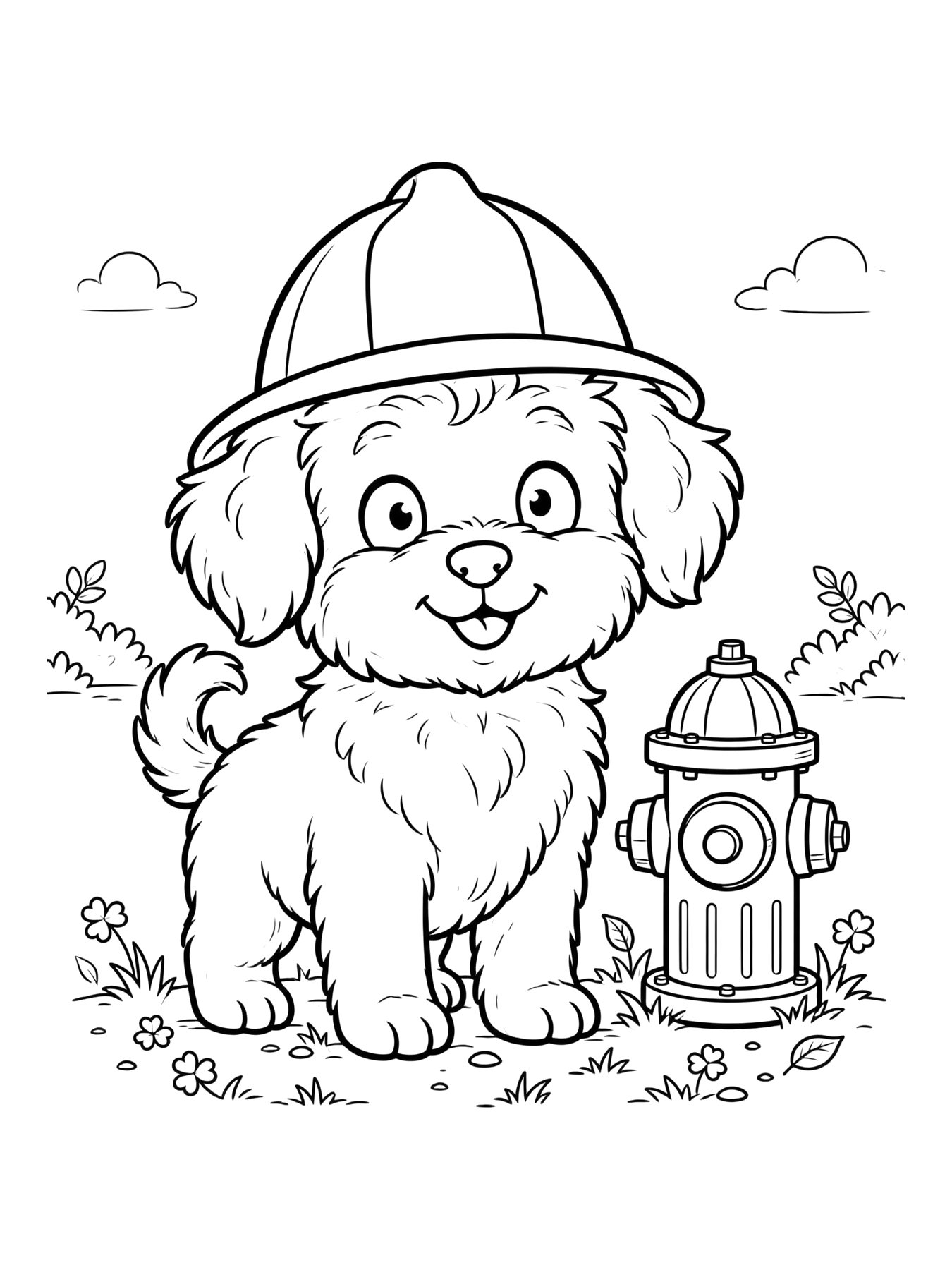 Desenho de cachorro bombeiro para colorir