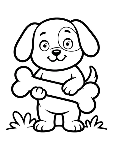 Desenho de cachorro com osso para colorir