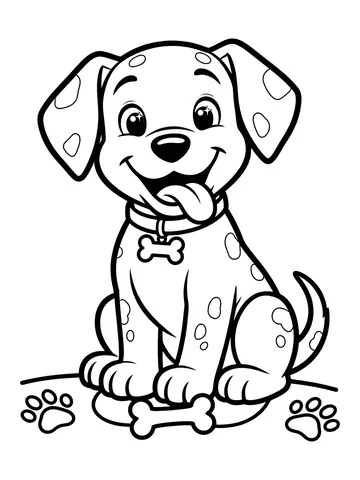 Desenho de cachorro dálmata fofo para colorir