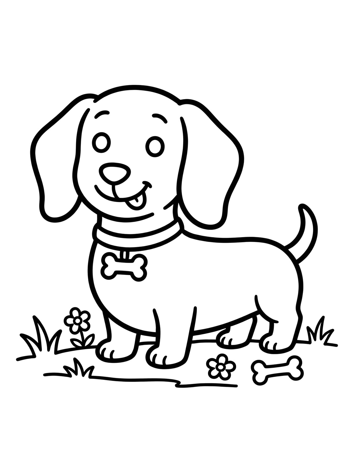 Desenho de cachorro salsicha fofo para colorir