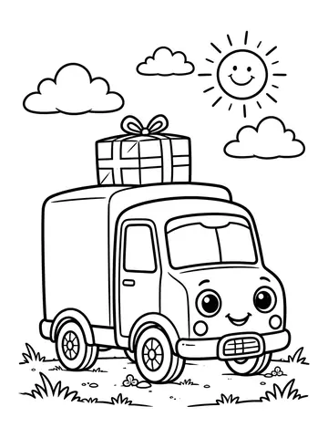 Desenho de caminhão de entrega para colorir