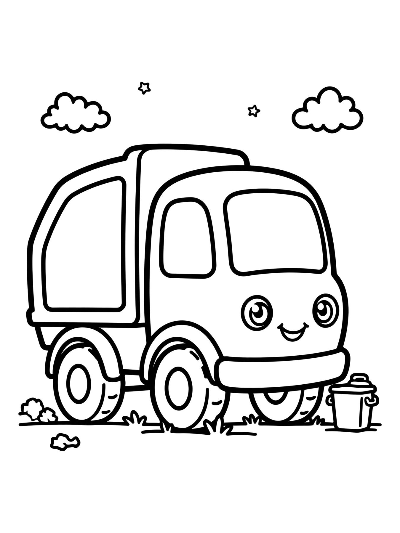Desenho de caminhão de lixo para colorir