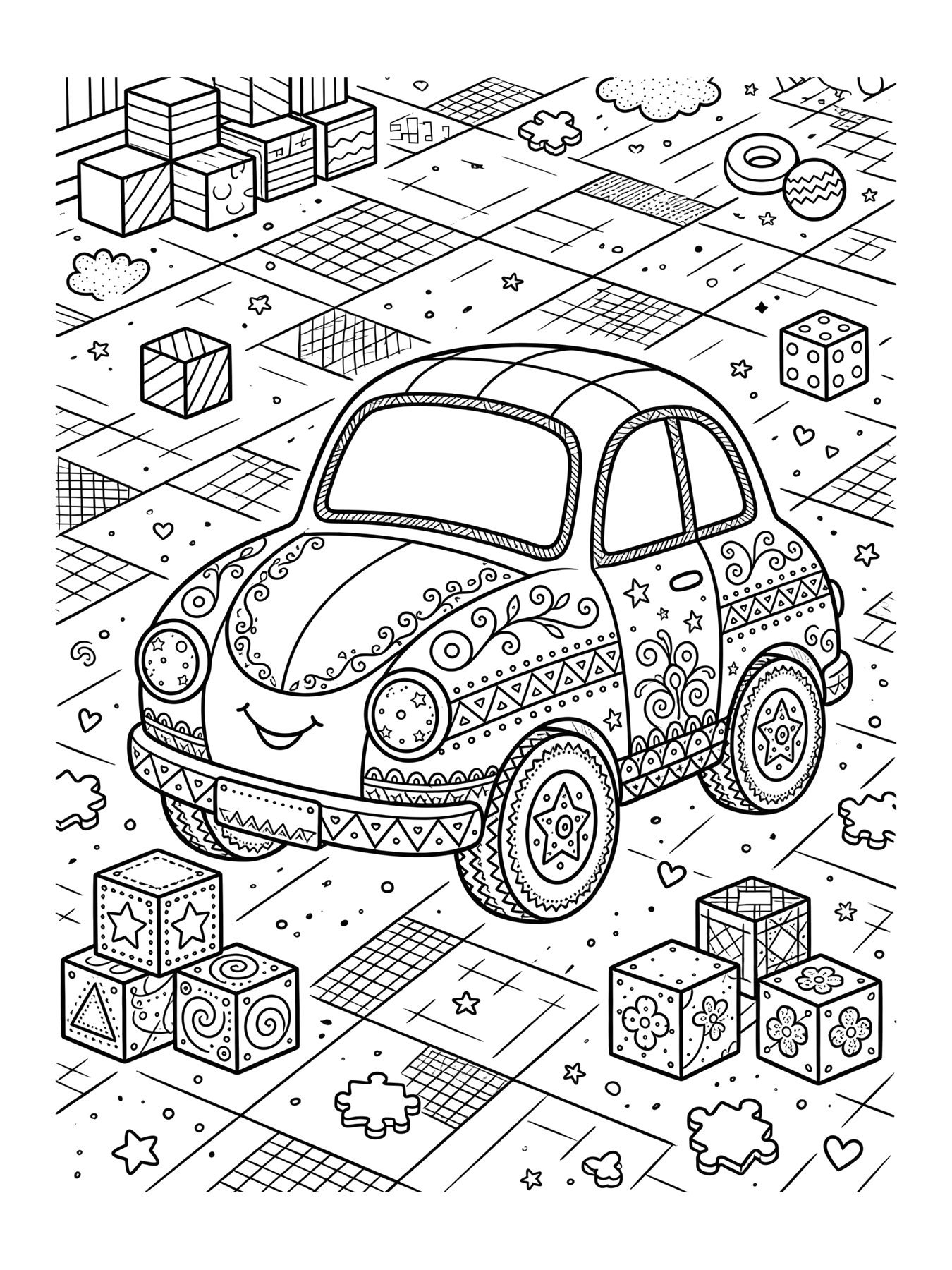 Desenho de carrinho de brinquedo para colorir