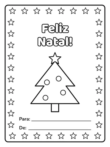 Cartão de Natal para colorir com a frase Feliz Natal!