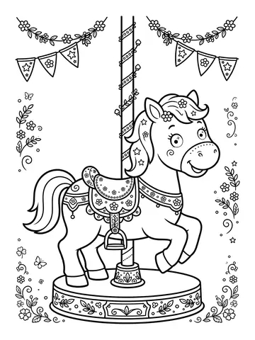 Desenho de cavalo de carrossel para colorir