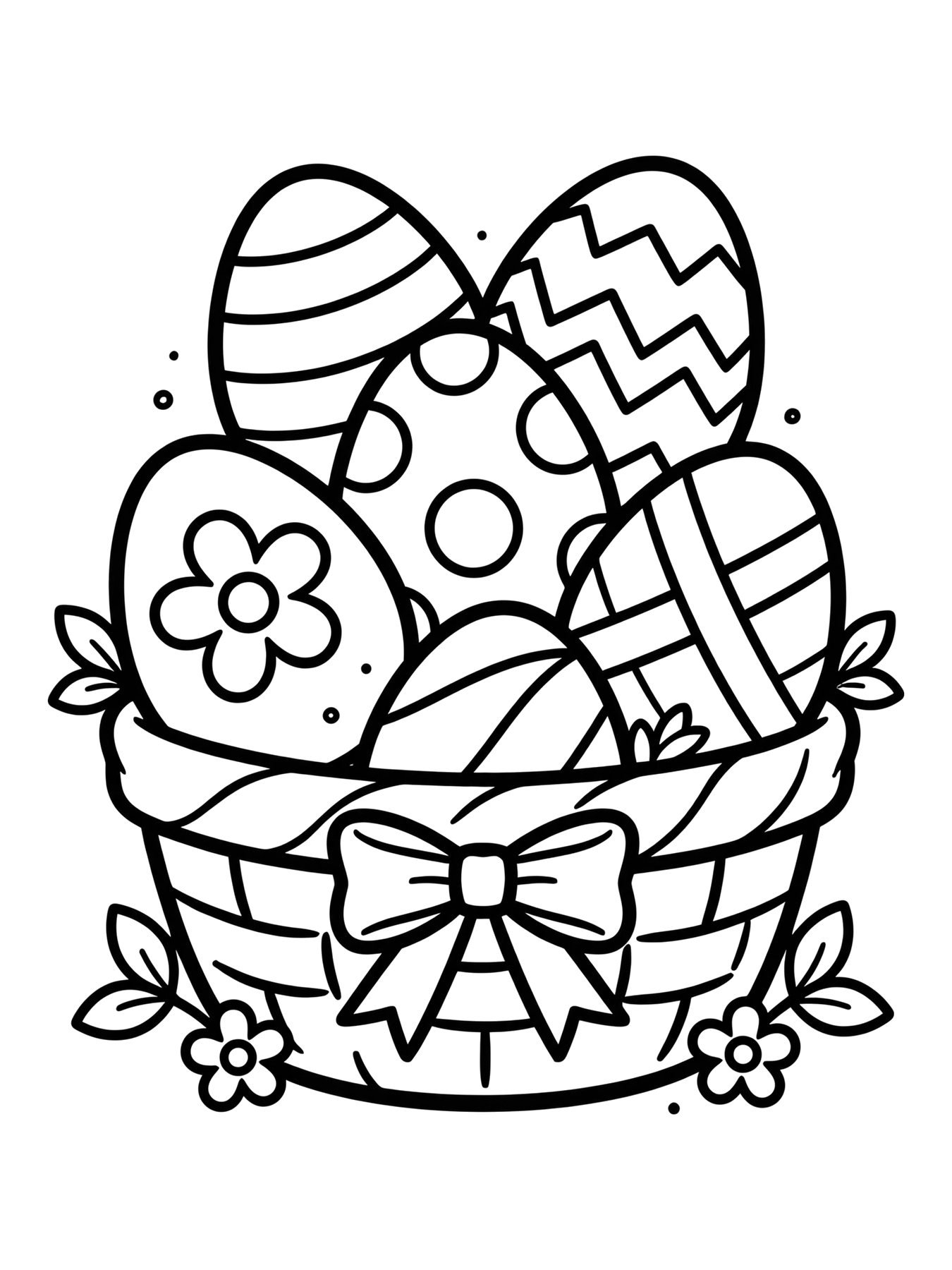 Desenho de cesta de ovos de Páscoa para colorir