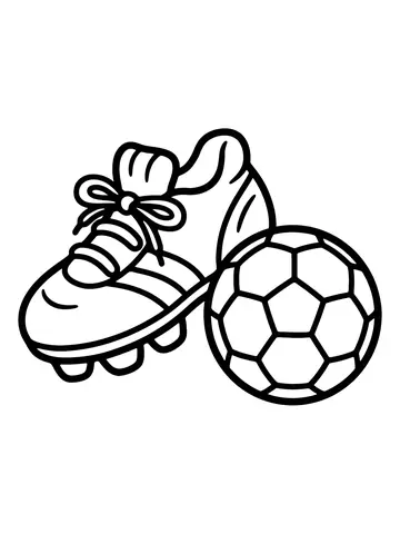 Desenho de chuteira com bola para colorir