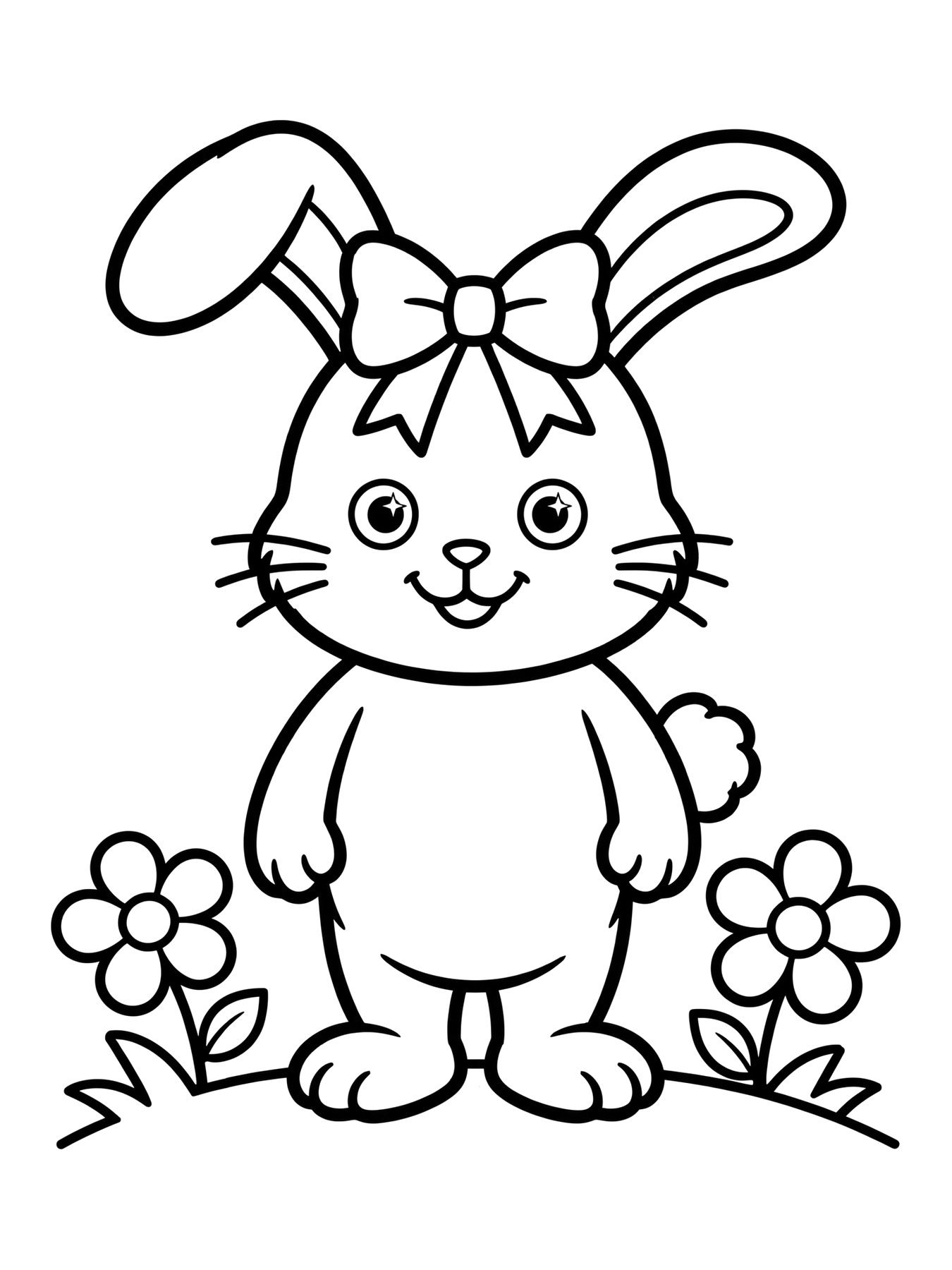 Desenho de coelho com laço para colorir