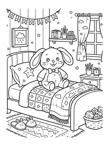 Desenho de coelho de pelúcia para colorir