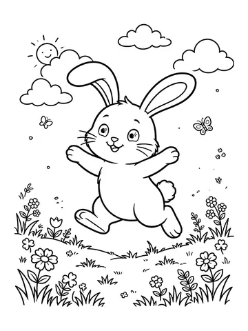 Desenho de coelho pulando para colorir