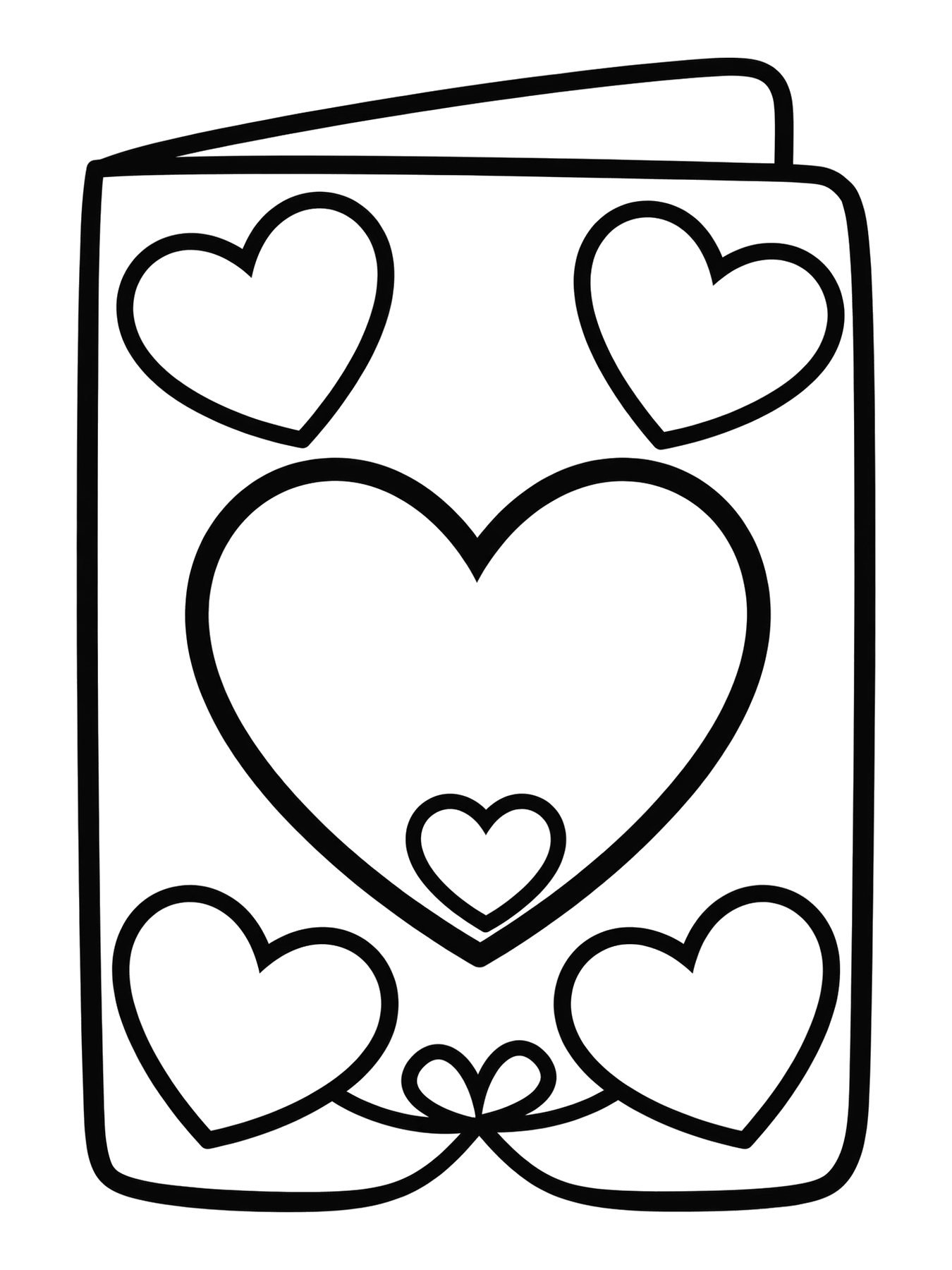 Desenho de coração de cartão para a mãe para colorir