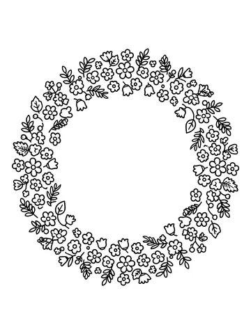 Desenho de coroa de flores para colorir