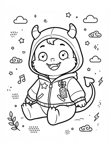 Desenho de Demonio fofo para colorir