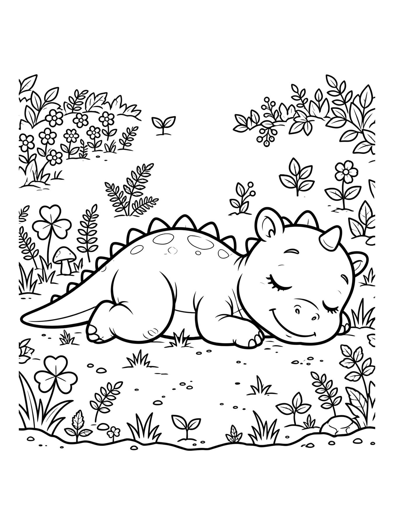 Desenho de dinossauro bebê dormindo para colorir