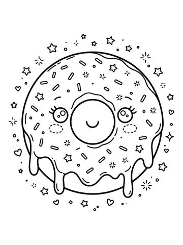 Desenho de donut sorridente para colorir