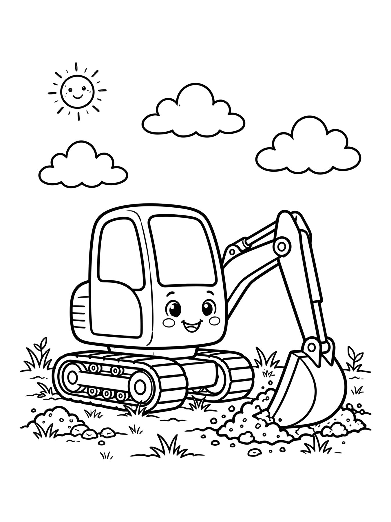 Desenho de escavadeira para colorir