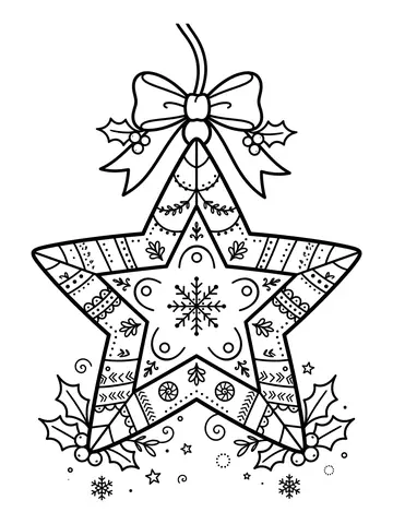 Desenho de estrela de Natal grande para colorir