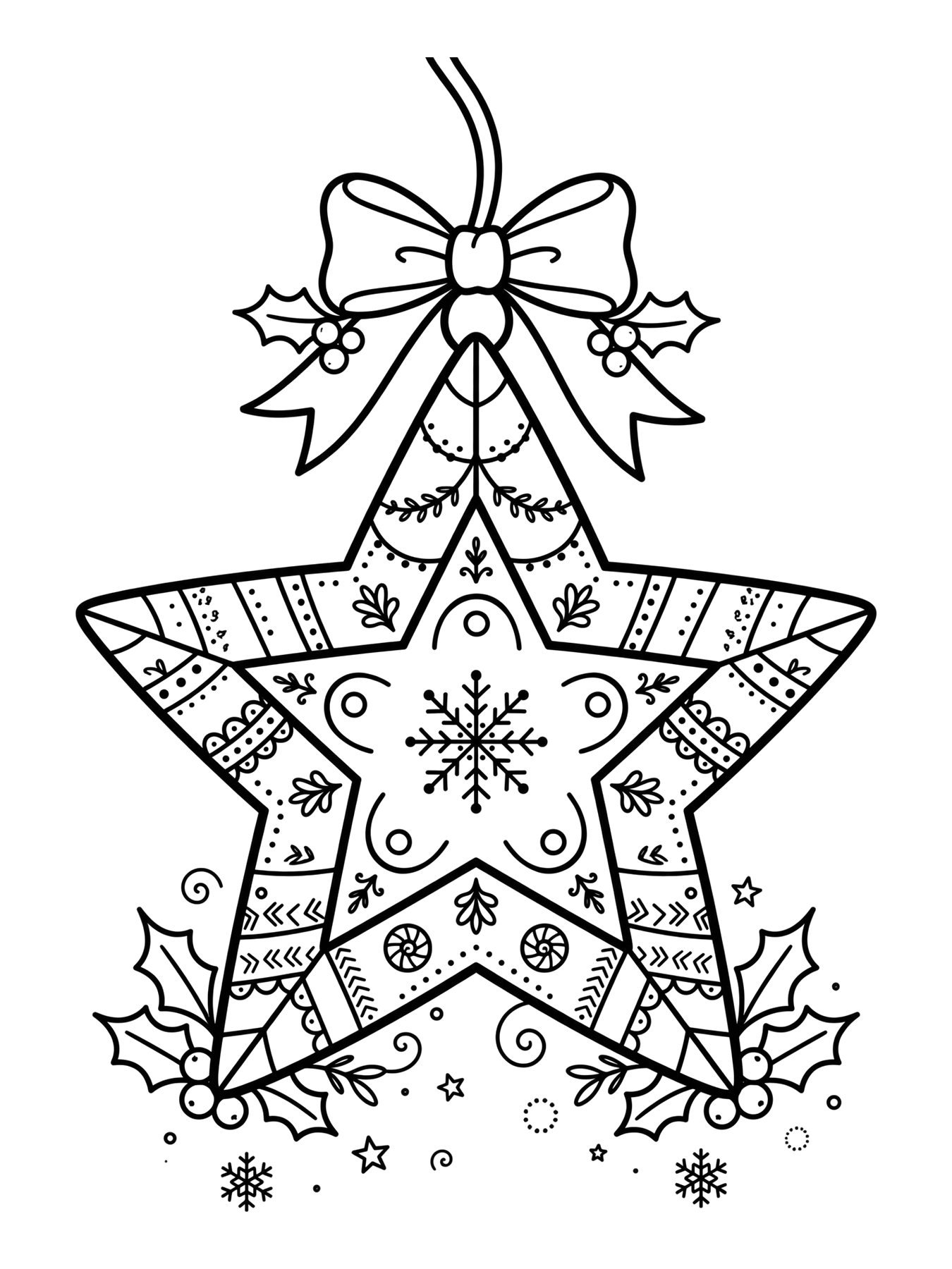 Desenho de estrela de Natal grande para colorir