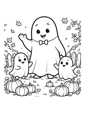Desenho de família fantasma para colorir
