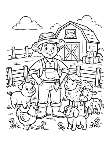 Desenho de fazendeiro com chapéu para colorir