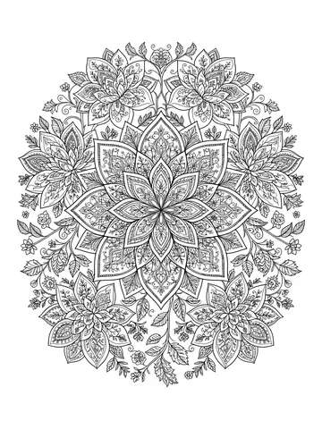 Desenho de flores detalhadas para colorir