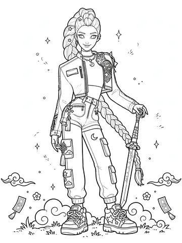 Desenho de Garota com jaqueta para colorir