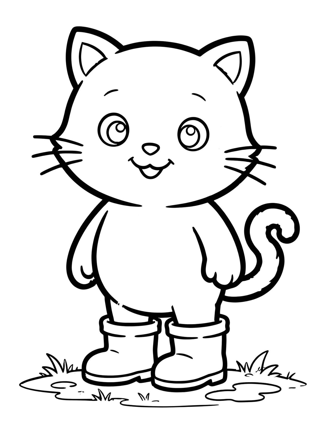 Desenho de gato de botas fofo original para colorir