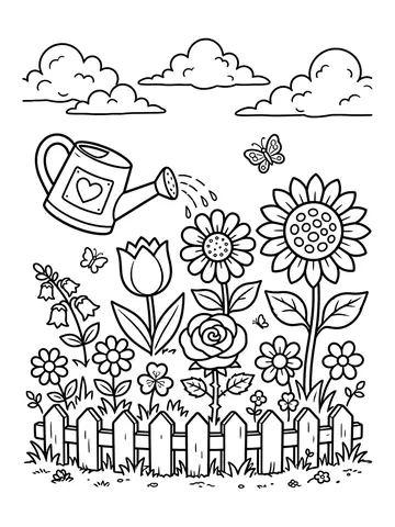 Desenho de jardim de flores para colorir