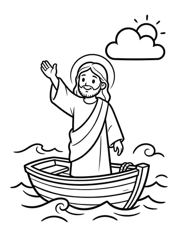 Desenho de jesus acalmando a tempestade para colorir