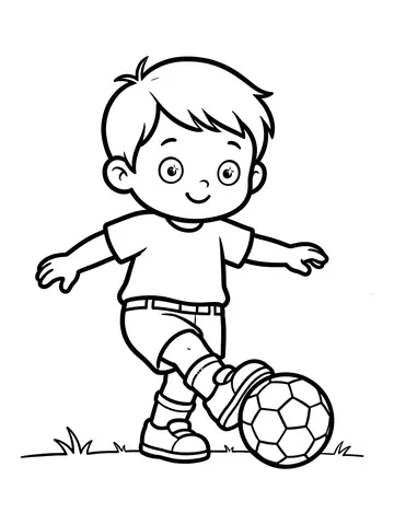 Desenho de jogador chutando a bola para colorir