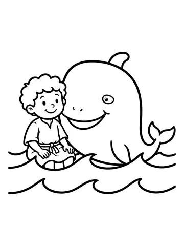 Desenho de jonas e a baleia para colorir