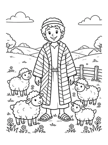 Desenho de josé e sua túnica colorida para colorir