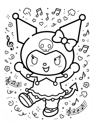 Desenho de Kuromi dancando para colorir