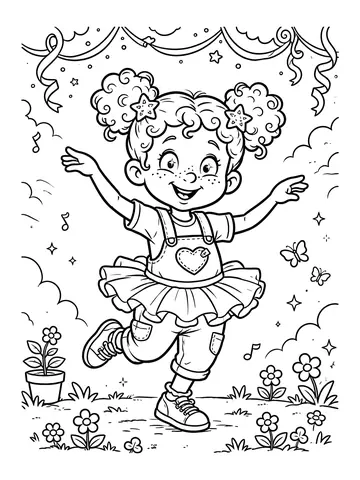 Desenho de lumi de bailarina dançando para colorir