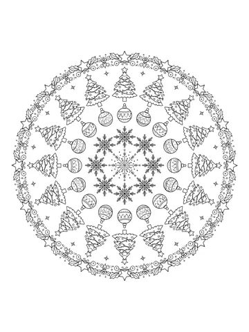Desenho de mandala de Natal para colorir