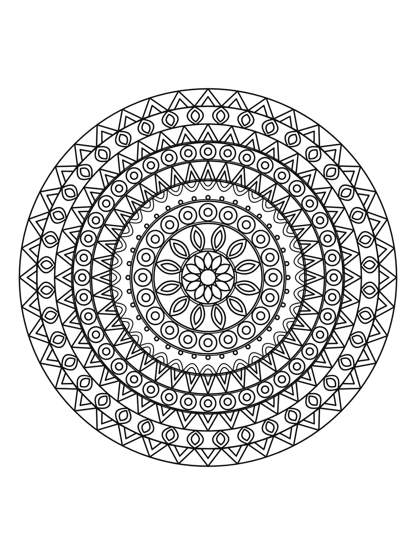 Mandala detalhada para adultos número 14 para colorir
