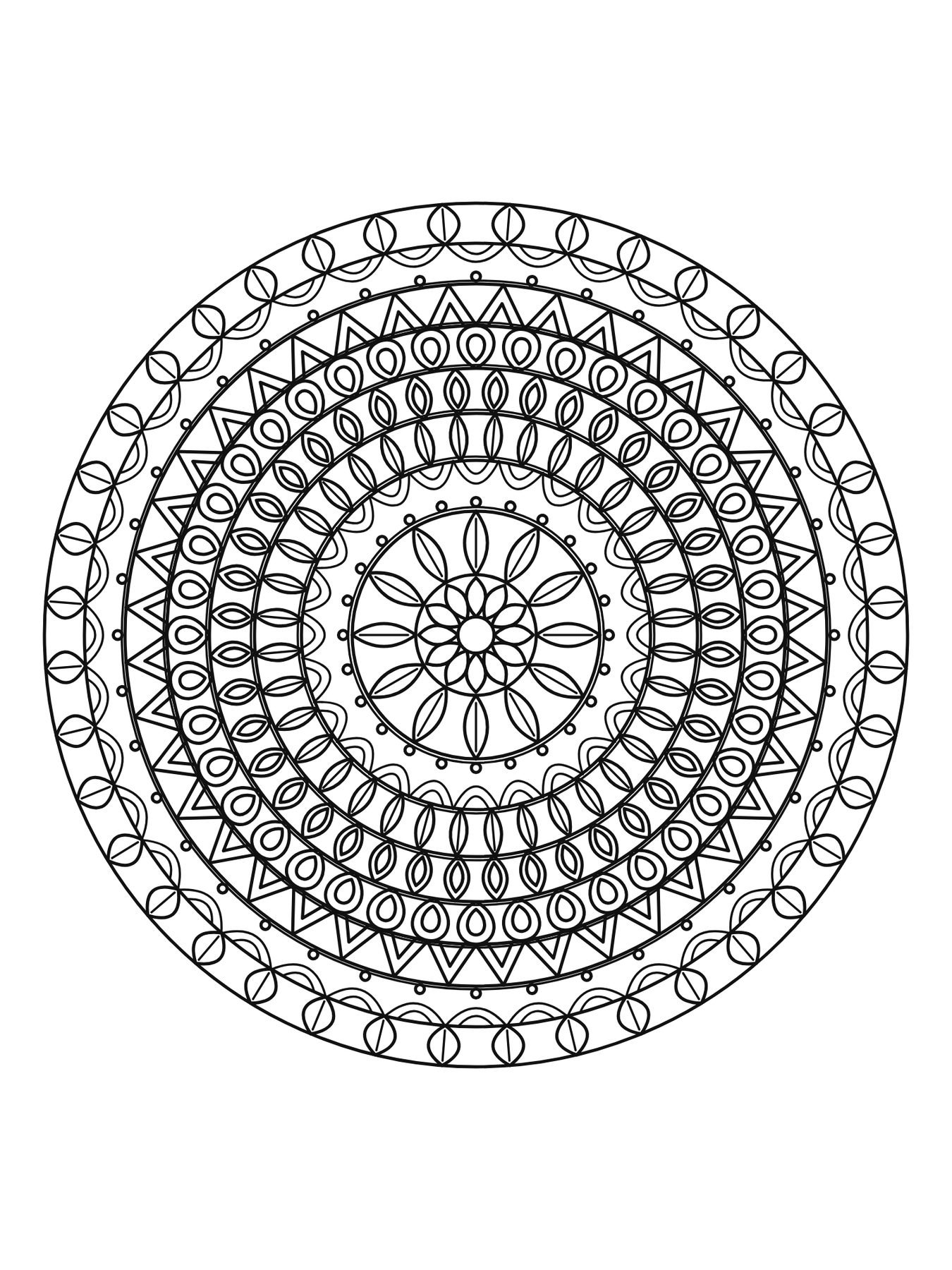 Mandala detalhada para adultos número 16 para colorir