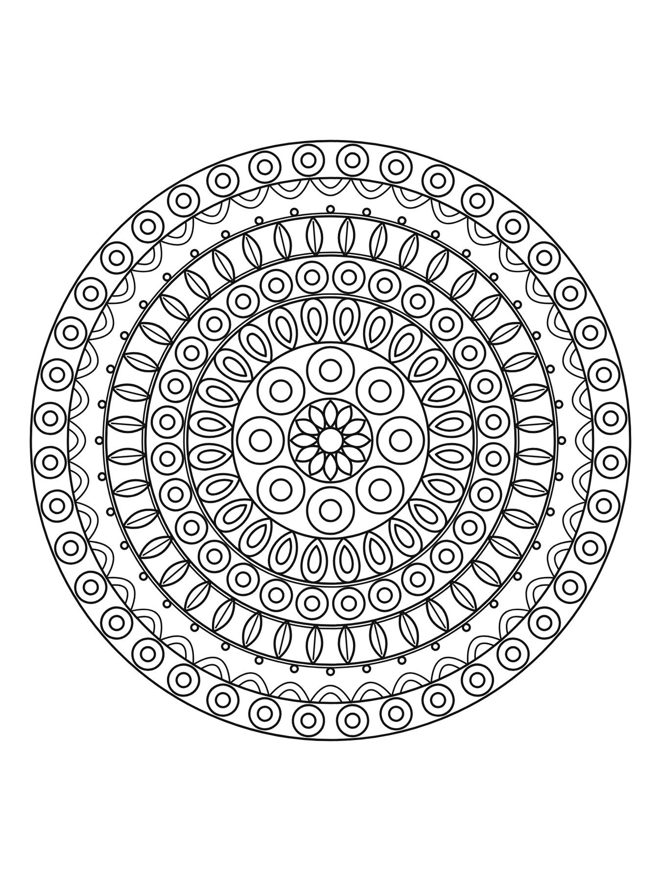 Mandala detalhada para adultos número 18 para colorir